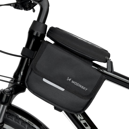 Wozinsky frame bike bag bicycle pannier waterproof phone case 1.5l black (WBB26BK)