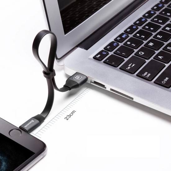 Baseus Nimble flat cable USB / Lightning cable with holder 2A 0.23M black (CALMBJ-B01)