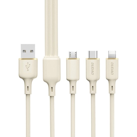 Dudao L7SE 3in1 cable USB-C - USB-C / Lightning / micro USB 66W 1.2m - beige
