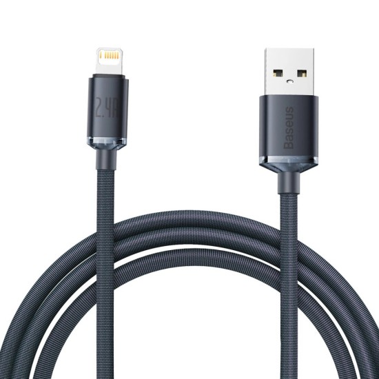 Baseus Crystal Shine Series cable USB cable for fast charging and data transfer USB Type A - Lightning 2.4A 2m black (CAJY000101)